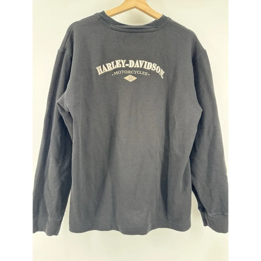 Harley Davidson Sweater Mens Large Black Embroidered Long Sleeve - Picture 4 of 5